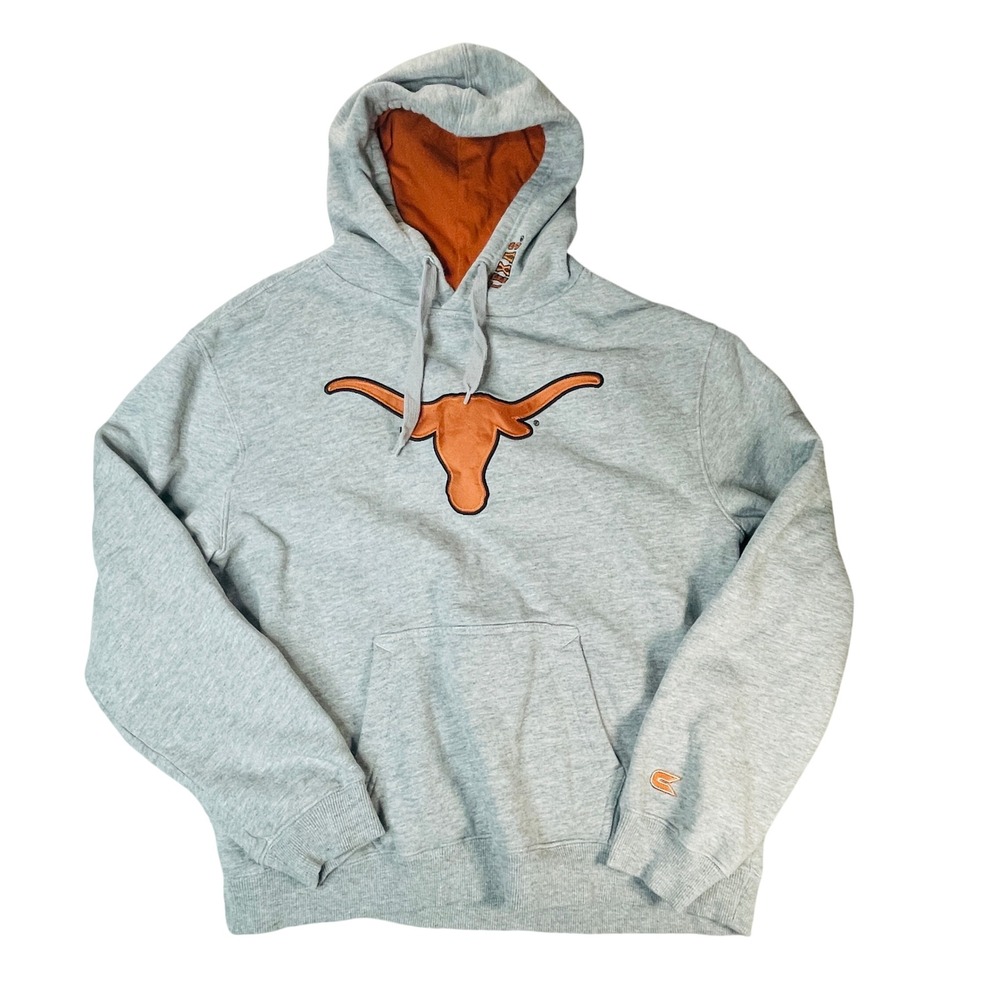 Colosseum Texas Longhorns Hoodie Mens XL Gray Embroidered‎ Fleece Pullover